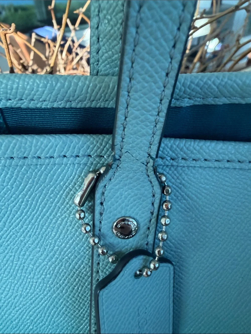 Coach Ombre Teal Tote with Floral Scarf